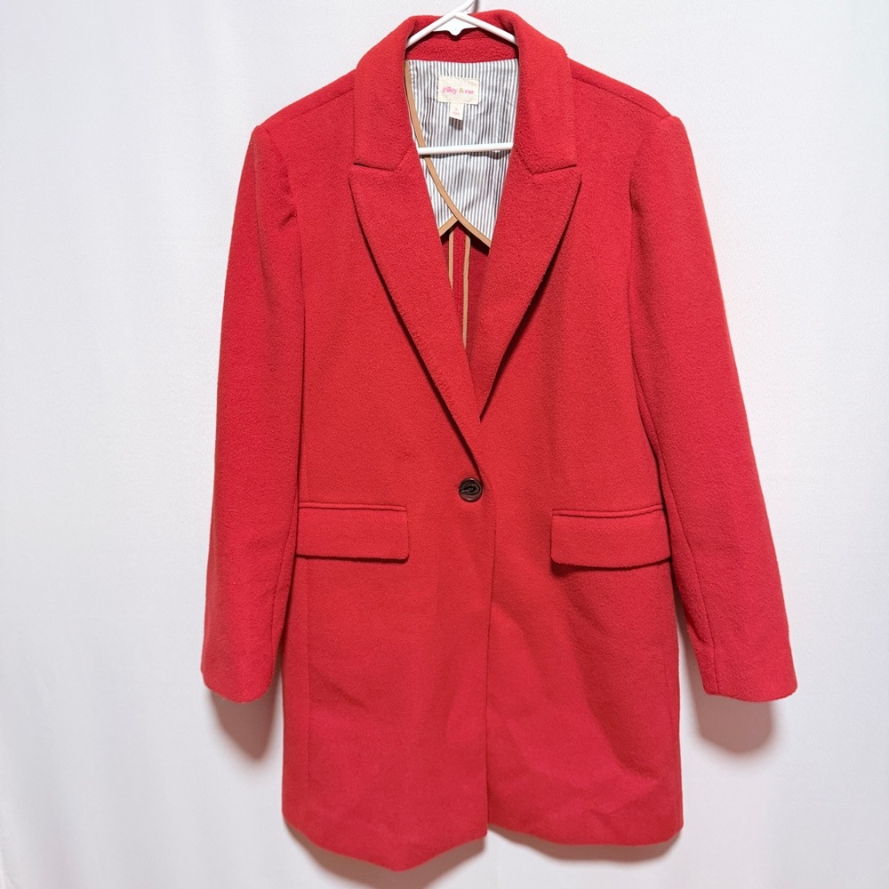 Riley & Rae Red Tailored Coat Jacket Large – Slimming Classic Layer L